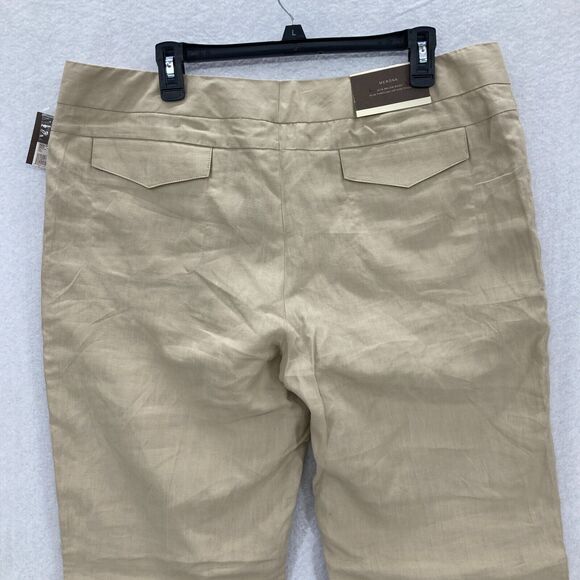 Merona Womens Size 16 Brown 100% Linen Wide Leg Straight Leg Pants Mid Rise NWT - Picture 9 of 11